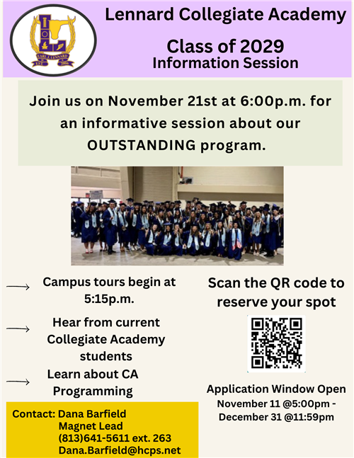 Information Session November 21 at 6:00 pm 